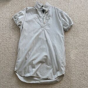 GAP Short-Sleeve Striped Button Placket dress - White & Navy